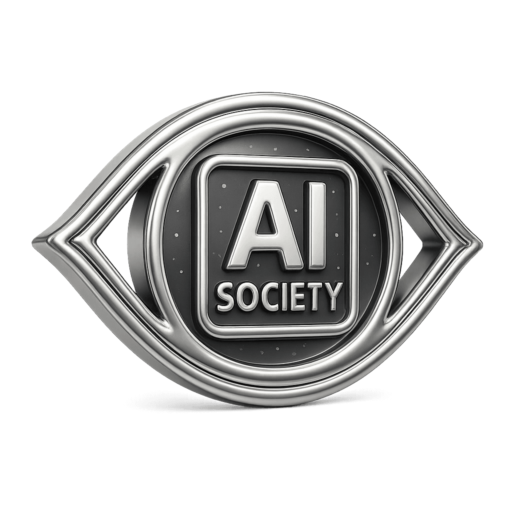 AI Society metallic eye logo