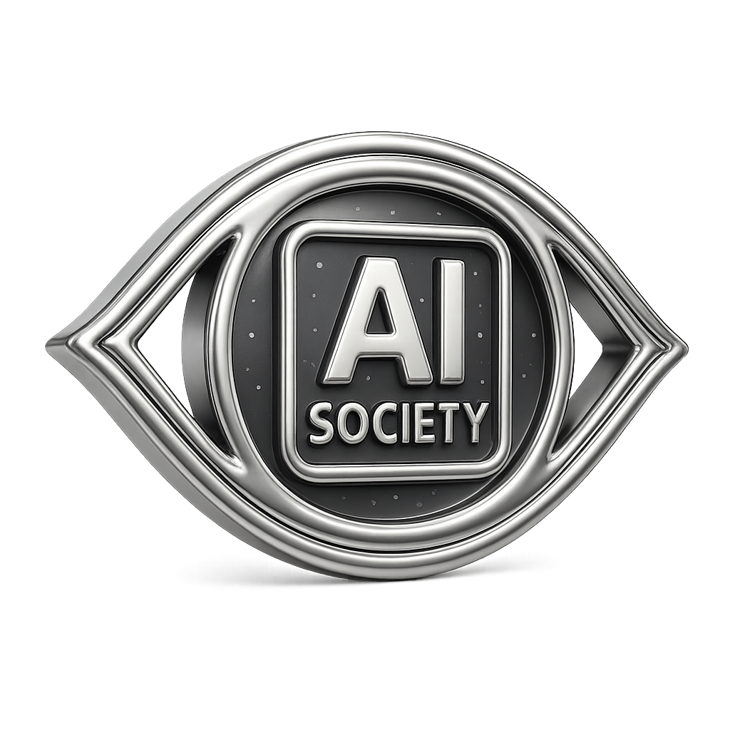 AI Society metallic eye logo